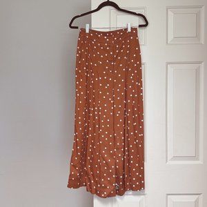 Anthropologie Polka Dot Wide Leg Crop Pant in Rust. Size S.